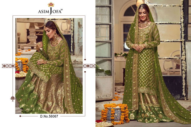 Asim Jofa 56067 Colours Fancy Wedding Wear Georgette Heavy Pakistani Salwar Kameez Collection